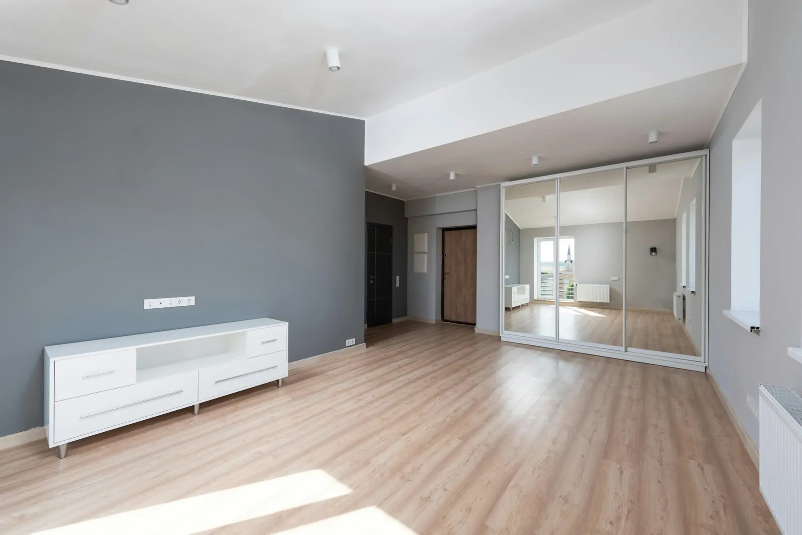 Clean completed interior space
